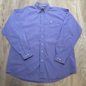 Cinch Mens Large Western Button Up Shirt Purple Long Sleeve Cowboy Rodeo Flaw